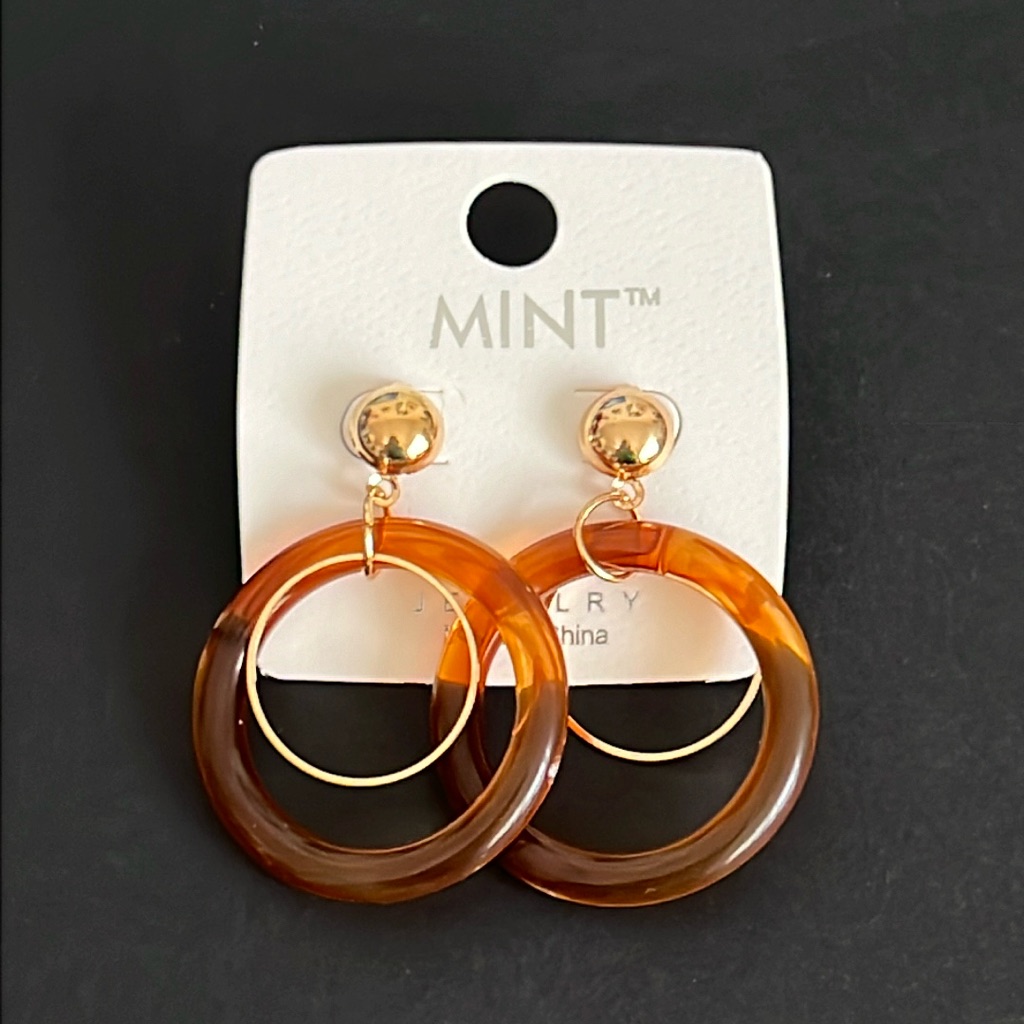 Mint Stud Earrings Brown And Gold Toned Hoops Nwt 5$
